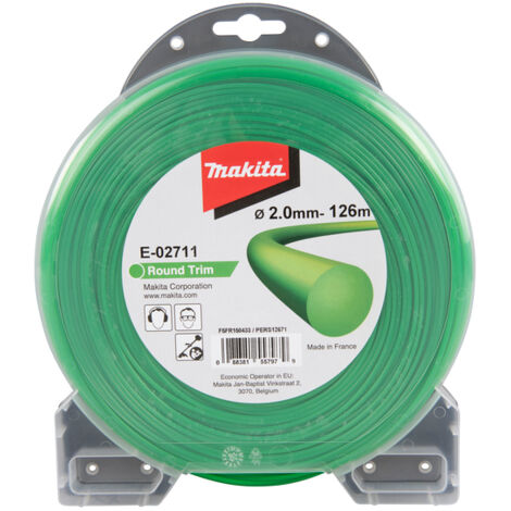 Makita – Fil rond nylon 2,0mm – E02711 – Longueur 126m – Haute résistance à l'effilochage – Compatible débroussailleuses
