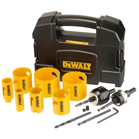 Dewalt – Set de scies cloches bi-métal 11 pcs – Diamètre 22-68mm – Pour bois, métal, plastique – Enlèvement rapide de la carotte – Mallette de transport incluse