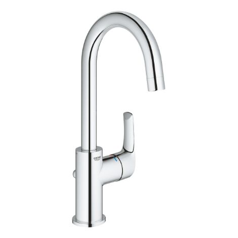 Grohe – Mitigeur de lavabo 23537002 – Finition chromée – Bec haut pivotant 360° – Installation monotrou – Technologie EcoJoy