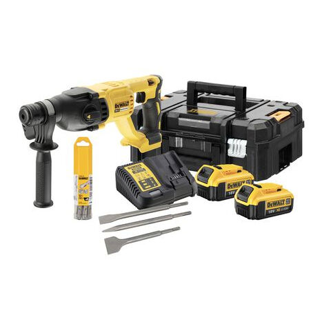 Dewalt – Perforateur burineur sans fil 18V – 2 batteries 4.0Ah – Force de frappe 2,6J – Pour béton armé – Coffret avec forets et burins (1/8)