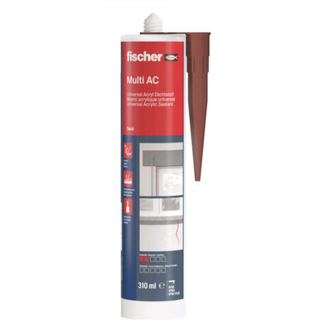 Fischer – Mastic acrylique 53112 pour intérieur – Chêne clair 310 ml – Excellente adhérence sur béton, bois et maçonnerie – Étanchéité fiable