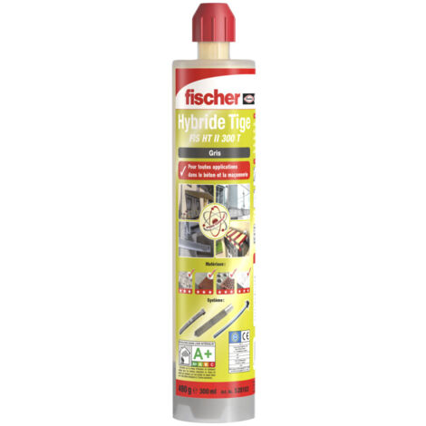 Fischer – Kit de scellement chimique 300ml – Résine polyester pour béton cellulaire et brique – 2 embouts mélangeurs inclus – Couleur gris