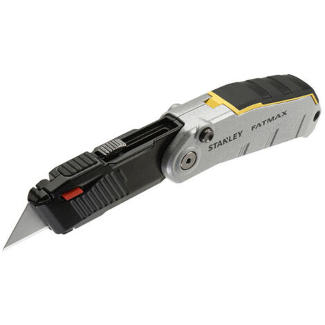Stanley – Couteau pliable à ressort ergonomique – Changement de lame instantané – Poignée bi-matière – Clip ceinture métal – Pour usage professionnel (1/10)