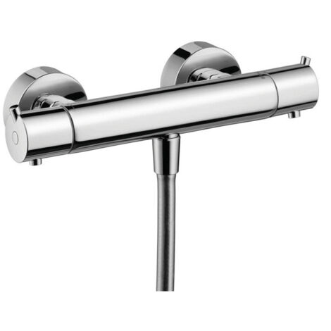 Hansgrohe – Mitigeur thermostatique de douche chromé – Économie d'eau 10L/min – Sécurité à 40°C – Laiton – Largeur 28,3 cm – Hauteur 38 mm