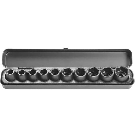 Hitachi – Coffret de 10 douilles 1/2' pour clé à chocs – Acier chromé vanadium – Longueur 38mm – Diamètres 10-24mm – 751879 - 10-11-12-13-14-17-19-21-22-24mm
