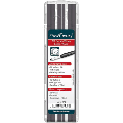 Pica-marker Mines de charpentier BIG Dry graphite 12 pcs