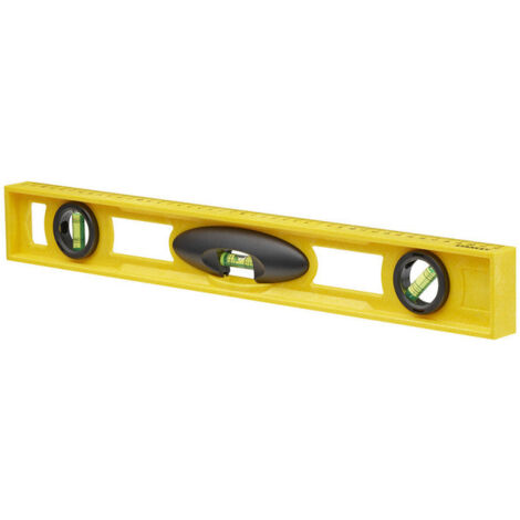 Stanley – Niveau à bulle 45 cm – Précision +/- 2 mm/m – Corps aluminium avec embouts de protection – 3 fioles 180/90/45°