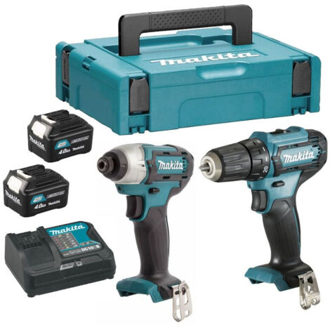 Makita – Pack de 2 outils électroportatifs 12V avec 2 batteries 4Ah – Perceuse visseuse DF333D et visseuse à chocs TD110D – Coffret MakPac – CLX224SMJ