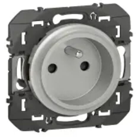 Legrand – Prise de courant encastrée 2P+T aluminium – IP20 – Compatible boîtes 30mm – Éclips de protection enfant – Fixation avec vis (1/3)