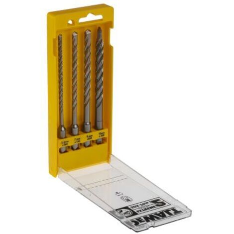 Coffret de 4 forets SDS-Plus 160mm – Acier trempé pour béton et maçonnerie – Pointe carbure optimisée – Emmanchement SDS Plus – DEW