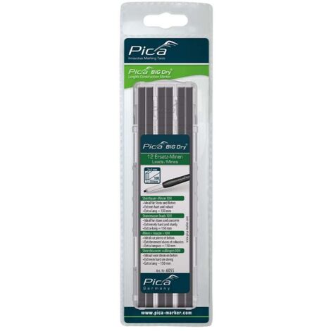 Valise avec 12 fils de maçonnerie graphite 10H – Pour béton et pierre – Étui en plastique durable – Précision et robustesse – Pica