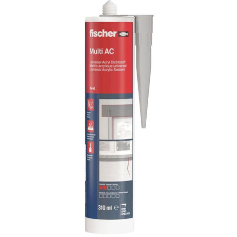 Mastic acrylique Multi AC gris FISCHER 53111 Utilisation intérieure 1 cartouche de 310 ml avec canule (1/3)