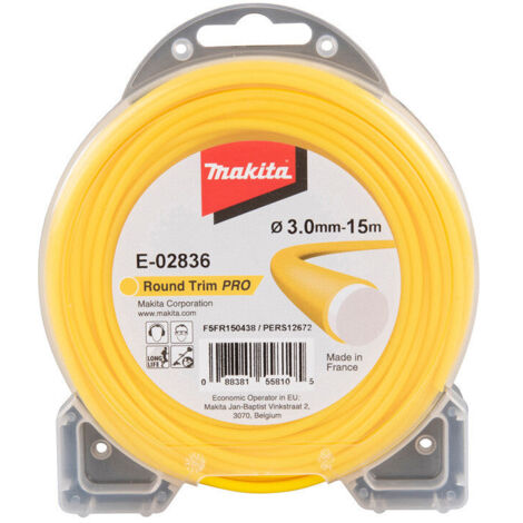 Bobine de fil co-extrudé jaune 3,0mm x 15m rond MAKITA E-02836 (1/4)