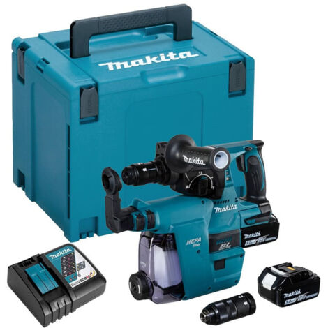 Makita – Perforateur burineur 18V DHR243RTJW – 2J de force de frappe – SDS-Plus – 40 positions de burinage – Avec 2 batteries 5Ah Li-Ion