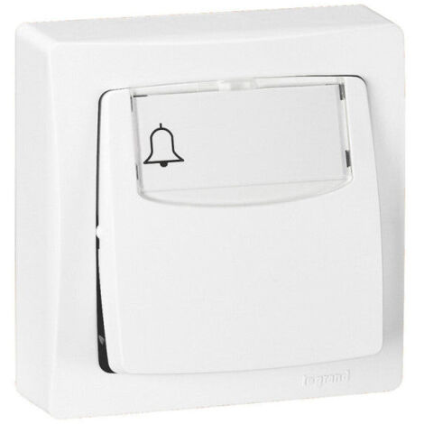 Legrand – Bouton poussoir saillie blanc – Porte-étiquettes intégré – Raccordement par bornes à vis – Tension 250V – Courant 6A – IP31