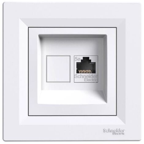 Schneider Electric – Prise RJ45 complète 16A – Montage monobloc encastré – Compatible tous câbles RJ45 – Finition blanche sobre (1/4)
