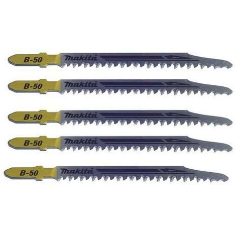 Makita – Lot de 5 lames de scie sauteuse B-50 pour bois dur – Denture progressive pour coupe nette – Longueur 73mm – HCS/CV - B-06460