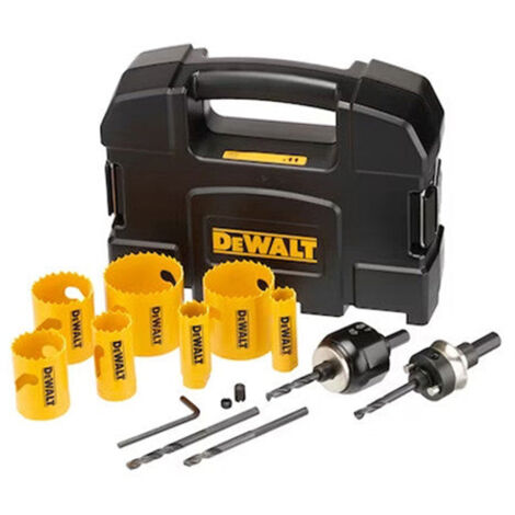Dewalt – Coffret de 11 pièces scies-cloches bi-métal – Ø19 à 57mm – Dents en HSS trempé – Profondeur de coupe 44mm – Pour acier inoxydable et bois