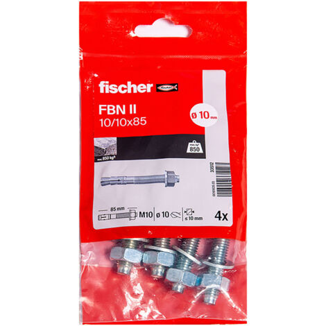 Goujon Métallique Traversant Fischer FBN Ø10x100mm Lot de 4