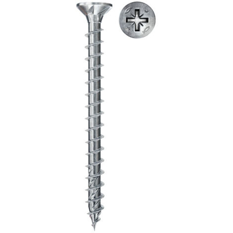 Boîte de 200 vis bois PowerFast II FISCHER tête fraisée FISCHER PZ - zingué blanc - filetage totaltailleØ 3 x 30mm (1/2)