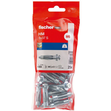 Cheville métallique corps creux HM-S 6 × 37 - 25 unités - 77588 - Fischer