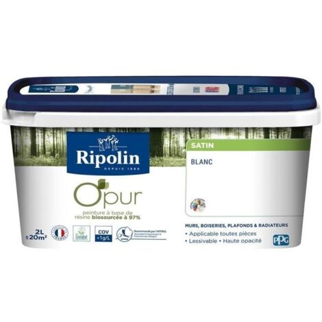 Ripolin – Peinture multisupports cuisine et salle de bain blanc satin – Acrylique biosourcé 97% – Certification M1 pour santé et environnement – 12h de séchage (1/5)