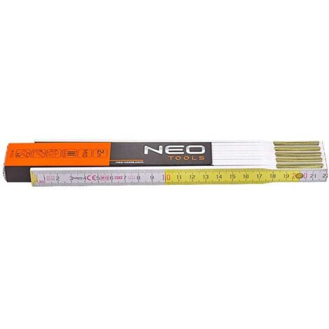 Neo Outil de mesure pliant bois blanc et jaune 2 mètres (1/4)