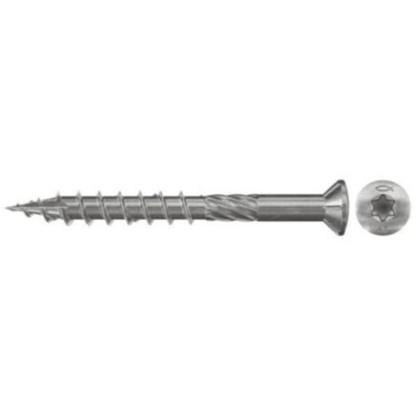 Fischer – Vis terrasse inox 5x60 mm 660608 – Boîte de 500 – Tête fraisée plate – Pour fixation lames bois – Résistance intempéries (1/7)