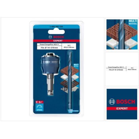 Bosch – Adaptateur à changement rapide pour perceuse – Compatible scies cloches – Diamètre de perçage 8,5 mm – Longueur 105 mm – Mandrin hexagonal