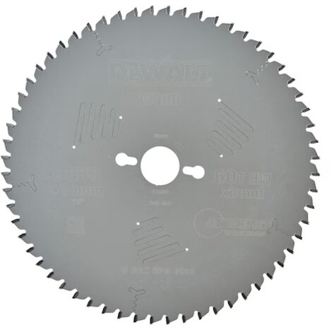 Dewalt – Lame de scie circulaire Ø 250 mm DT4352QZ – Alésage 30 mm – 60 dents pour bois dur – Finition extra fine pour coupes nettes (1/2)