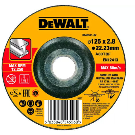 Disque à tronçonner l'inox 125x22,2mm, moyeu plat DEWALTtailleépaisseur 2.8 mm