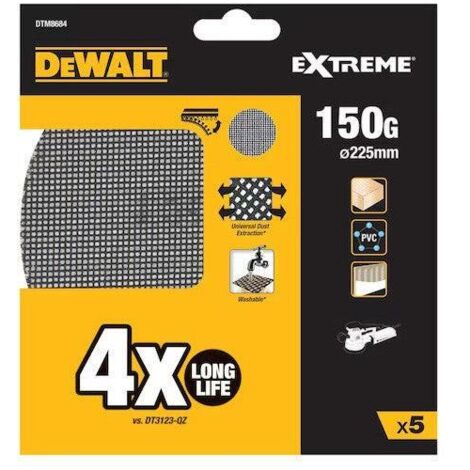 Pack de 5 disques abrasifs DEWALT DTM8684-QZ Ø225mm grain 150 (1/3)