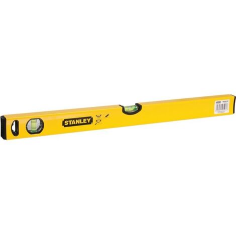 Stanley – Niveau à bulle tubulaire 60 cm – Corps en aluminium résistant – Embouts antichocs souples – Précision 0,5 mm/m horizontal et 1 mm/m vertical - Stht1-43103