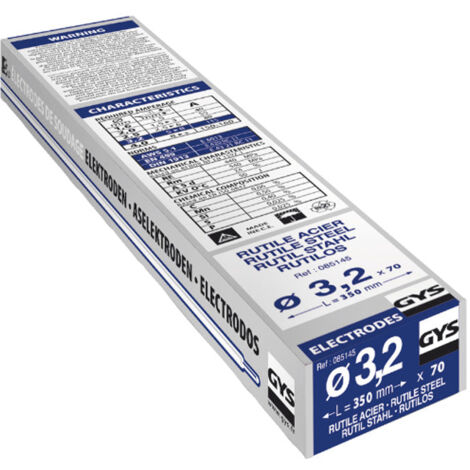 GYS – Baguette de soudure à l'arc 70 pièces – Ø 3,2 mm x L 350 mm – Intensité 115 A – Électrode rutile pour aciers courants - MM 115 A