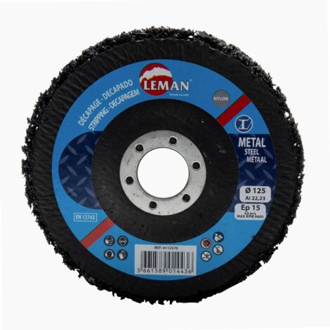 Leman – Disque à lamelles nylon Ø125mm – Épaisseur 15mm – Alésage 22-23mm – Vitesse 9650 tr/min – Lot de 10 disques pour surfaces métalliques (1/10)