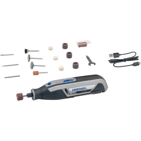Outil multifonction à batterie Dremel Lite 7760 3,6 V, set de 15 accessoires, vitesse variable 8 000-25 000 tr/min - pour sculpter, graver, meuler, affûter, nettoyer, polir, poncer