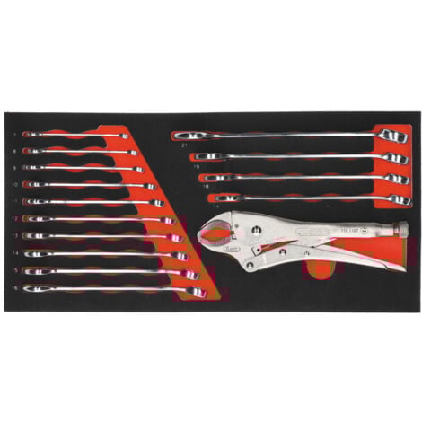 KS Tools - Coffre à outils 114pcs 3 tiroirs et plateau - Coffret multi outils clé, tournevis, douilles - 922.0100