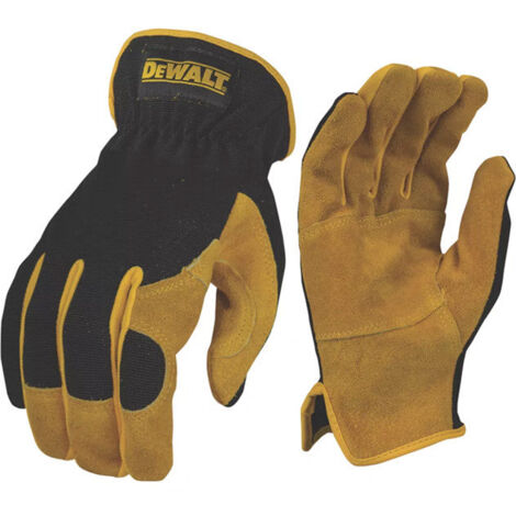 Dewalt – Gants de manutention taille 9 DPG216L – Cuir de vachette et spandex – Renforts de doigts pour manipulation sécurisée – Norme EPI