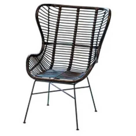 Fauteuil papillon Victoria - 98 x 80 x 81 cm - métal & rotin - noir