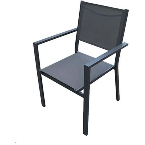 Chaise Maxime en aluminium et textile gris foncé (1/4)