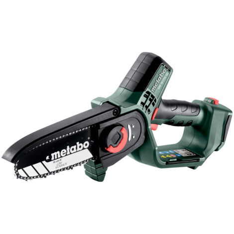 Scie à élaguer à batterie 18V – Moteur Brushless – Longueur de coupe 15 cm – Vitesse chaîne 5 m/s – Coffret Metabox 145L