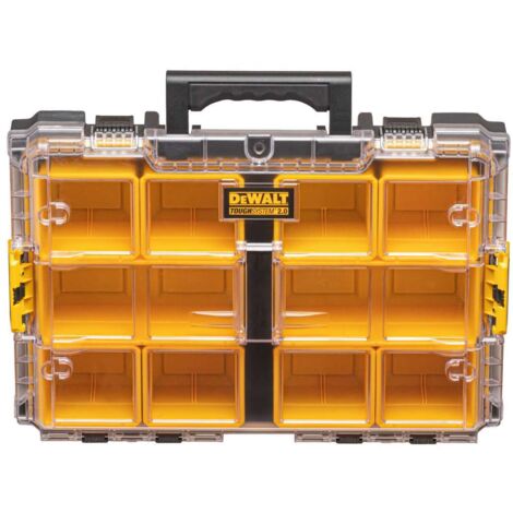 Dewalt – Organiseur DS100 TOUGHSYSTEM 2.0 – 10 compartiments amovibles – Joint IP65 pour protection contre l’eau et la poussière – Couvercle en polycarbonate