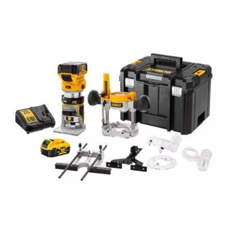 Dewalt – Défonceuse affleureuse sans fil 18V – Moteur Brushless – 2 batteries 5.0Ah – Profondeur réglable – DCW604P2QW (1/10)
