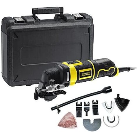 Stanley Fatmax – Outil oscillatoire 300W – Alimentation filaire – 20 accessoires pour ponçage, coupe et grattage – Câble 4m pour liberté de mouvement - FME650K-QS