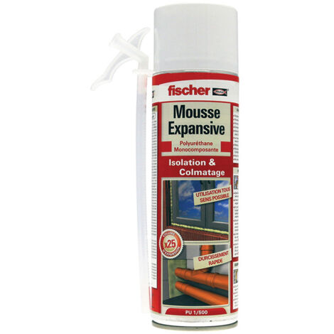 Sanitaire-Distribution – Mousse polyuréthane expansive 500 ml – Isolation thermique et acoustique – Adhère à tous matériaux – Faible expansion pour application précise