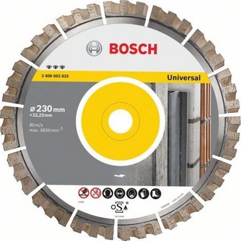 Bosch – Disque diamant 230 mm pour meuleuse – Alésage 22,23 mm – Coupe béton, brique, carrelage – 2608900663