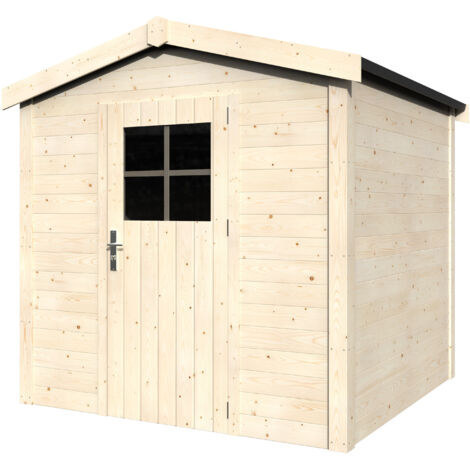 Décor Et Jardin – Abri de jardin bois 200x203cm – Surface utile 3,80 m² – Madriers 19 mm – Toiture ESB avec feutre bitumeux – Couleur naturelle