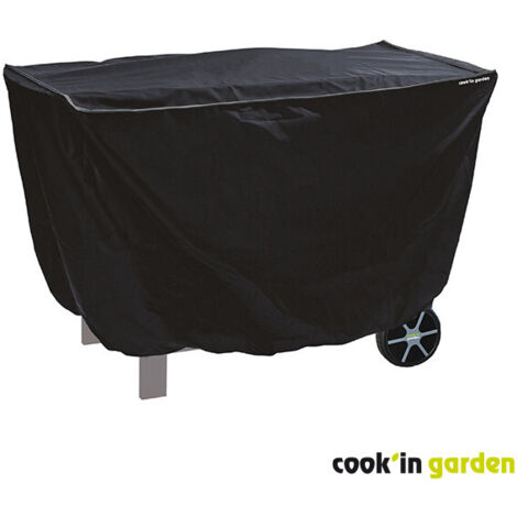 Cook'In Garden – Housse de barbecue et plancha déperlante – Dimensions L 125 x l 60 x H 80 cm – Polyester noir pour extérieur