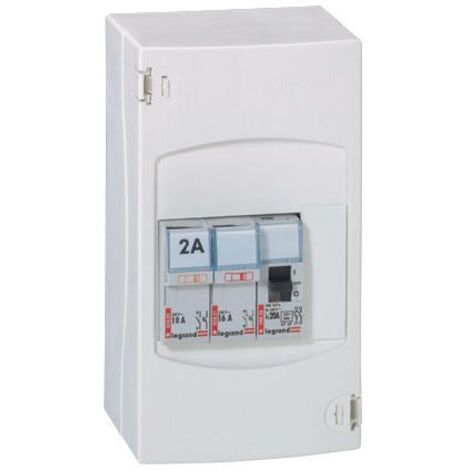 Legrand – Tableau de commande automatique chauffe-eau – 2 disjoncteurs 2A et 20A – 1 contacteur pour mise en marche tarif réduit – Coffret prééquipé