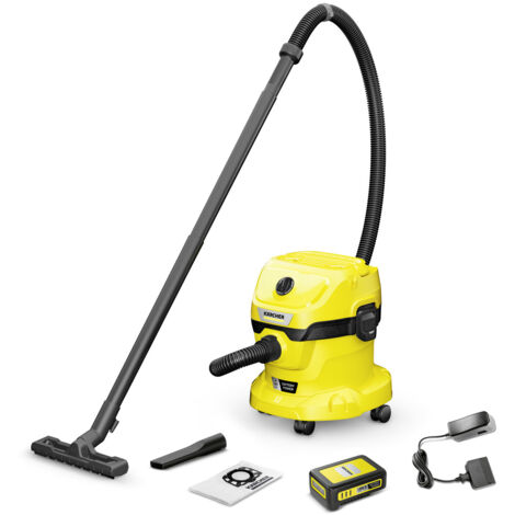 Karcher Aspirateur eau et poussières sur batterie 18V WD 2-18 Battery Set V-12/18 sans fil avec cuve plastique 12 litres